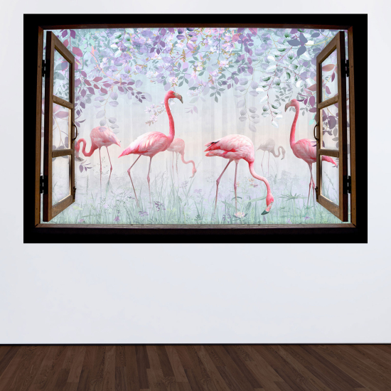 Vinilo Adhesivo Decorativo trampantojo 3D - Flamencos rosas