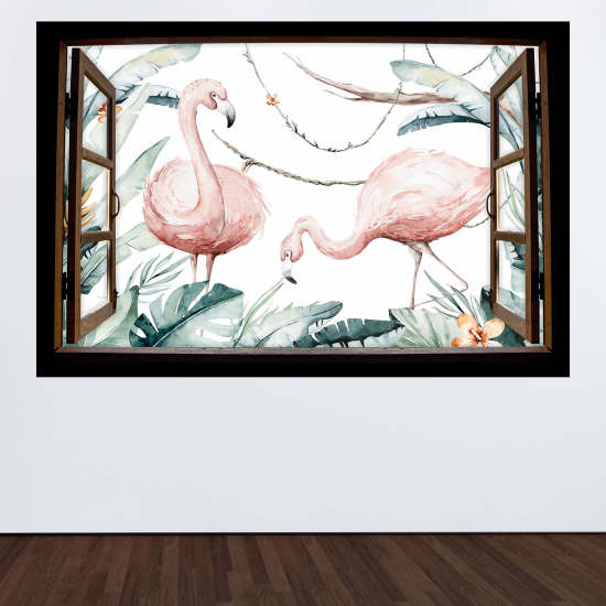 Vinilo Adhesivo Decorativo trampantojo 3D - Flamencos rosas