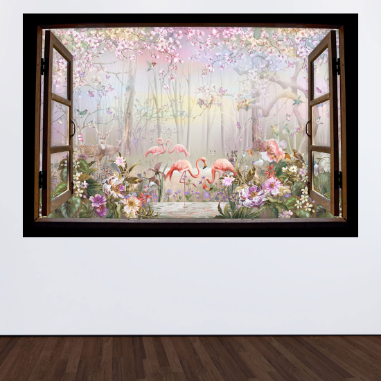 Vinilo Adhesivo Decorativo trampantojo 3D - Flamencos rosas