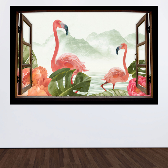 Vinilo Adhesivo Decorativo trampantojo 3D - Flamencos rosas