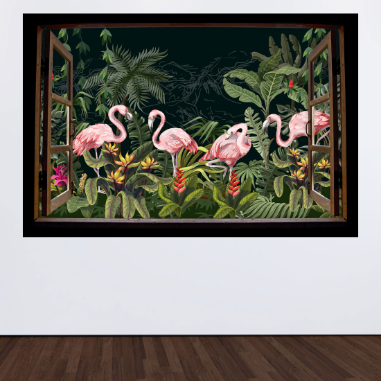 Vinilo Adhesivo Decorativo trampantojo 3D - Flamencos rosas