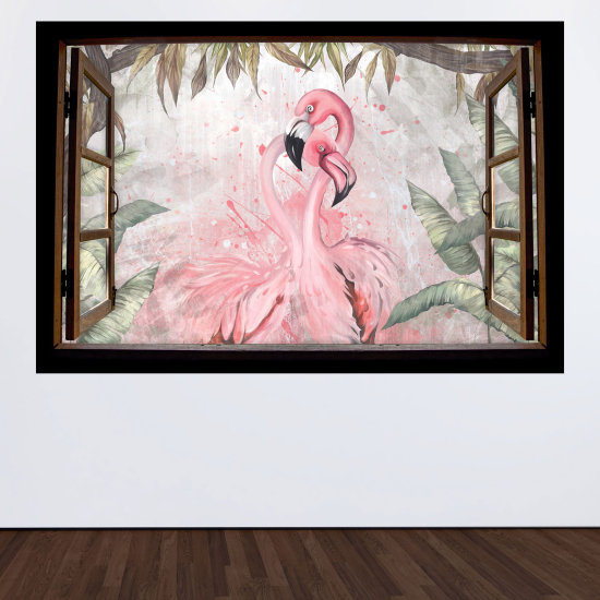 Vinilo Adhesivo Decorativo trampantojo 3D - Flamencos rosas