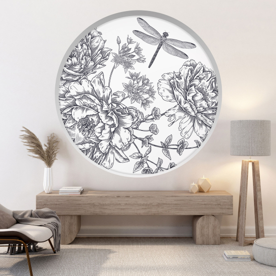 Vinilo Adhesivo Decorativo trampantojo 3D - Flores libélula