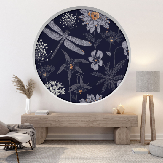 Vinilo Adhesivo Decorativo trampantojo 3D - Flores Libélula