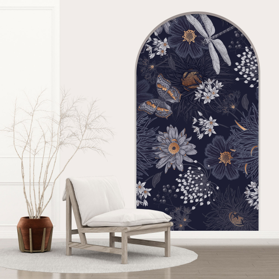 Vinilo Adhesivo Decorativo trampantojo 3D - Flores Mariposa