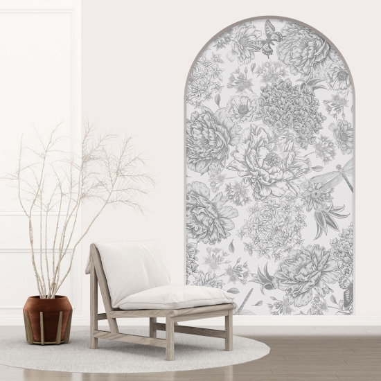Vinilo Adhesivo Decorativo trampantojo 3D - Flores Mariposa