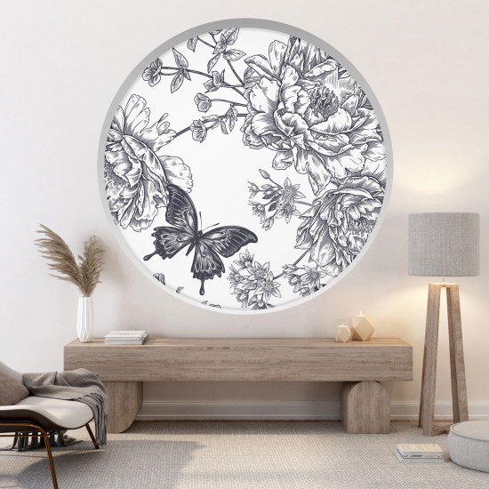 Vinilo Adhesivo Decorativo trampantojo 3D - Flores mariposa