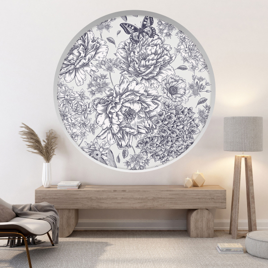 Vinilo Adhesivo Decorativo trampantojo 3D - Flores mariposa