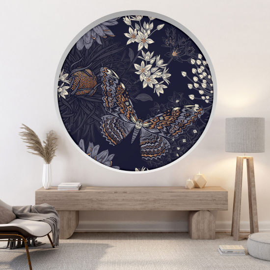 Vinilo Adhesivo Decorativo trampantojo 3D - Flores Mariposa