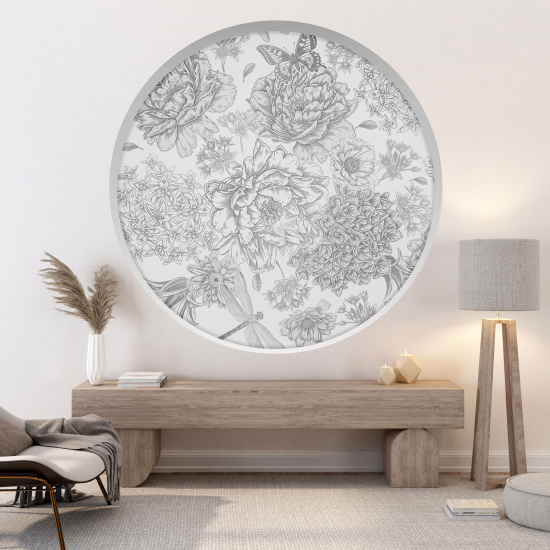 Vinilo Adhesivo Decorativo trampantojo 3D - Flores Mariposa