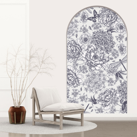 Vinilo Adhesivo Decorativo trampantojo 3D - Flores Mariposas