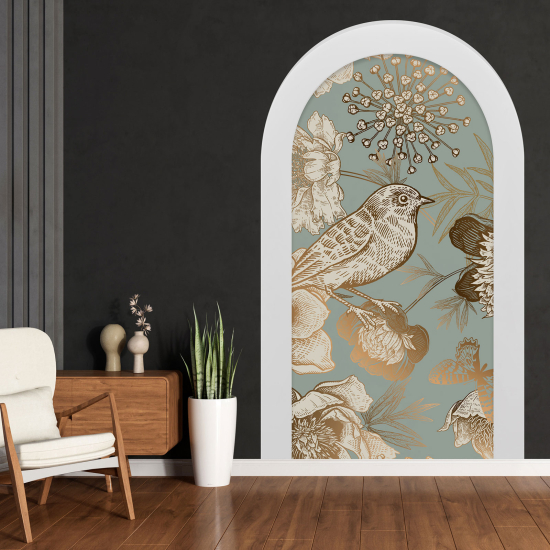 Vinilo Adhesivo Decorativo trampantojo 3D - Flores Pájaro