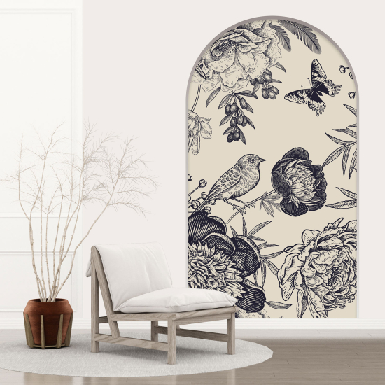 Vinilo Adhesivo Decorativo trampantojo 3D - Flores Pájaro