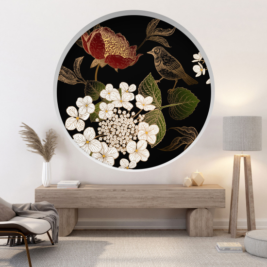 Vinilo Adhesivo Decorativo trampantojo 3D - Flores pájaro