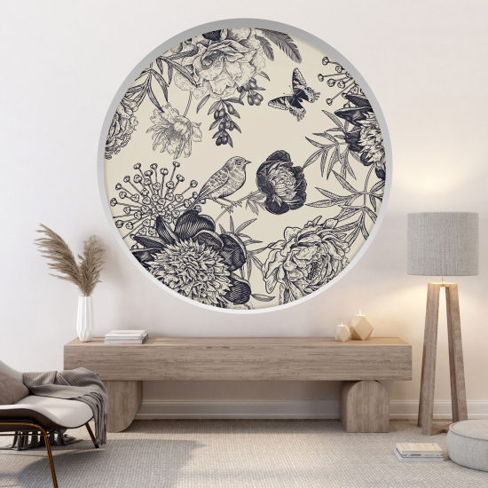 Vinilo Adhesivo Decorativo trampantojo 3D - Flores pájaro