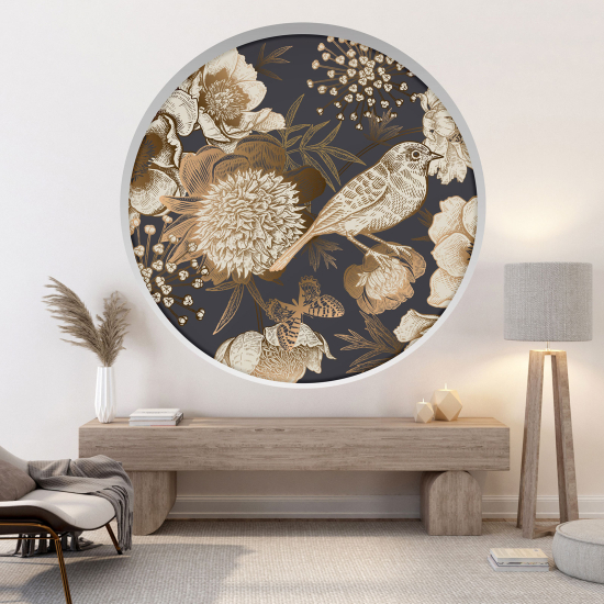 Vinilo Adhesivo Decorativo trampantojo 3D - Flores pájaro