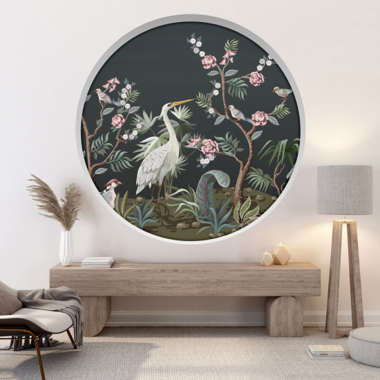 Vinilo Adhesivo Decorativo trampantojo 3D - Flores pájaros