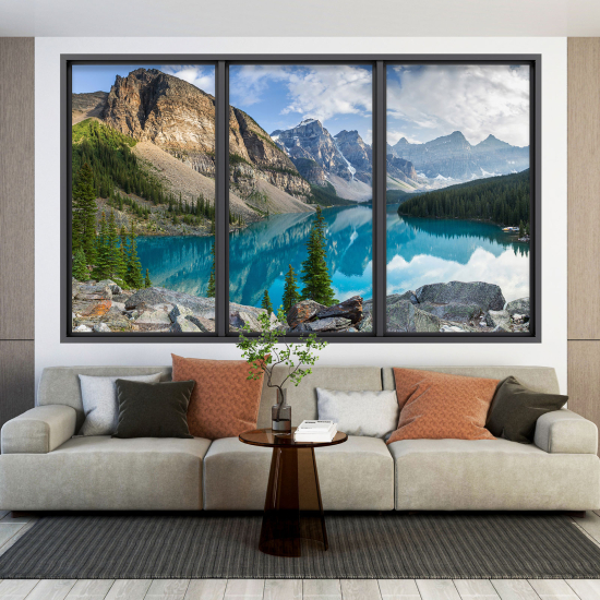 Vinilo Adhesivo Decorativo trampantojo 3D - Lago Montañas