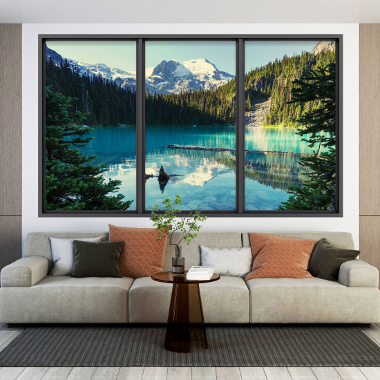 Vinilo Adhesivo Decorativo trampantojo 3D - Lago Montañas