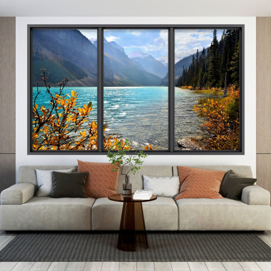 Vinilo Adhesivo Decorativo trampantojo 3D - Lago Montañas