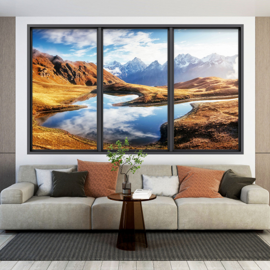Vinilo Adhesivo Decorativo trampantojo 3D - Lago Montañas