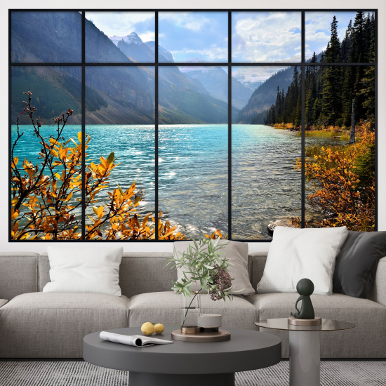 Vinilo Adhesivo Decorativo trampantojo 3D - Lago Montañas