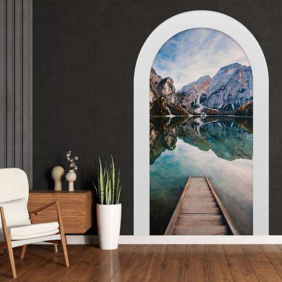 Vinilo Adhesivo Decorativo trampantojo 3D - Lago Montañas