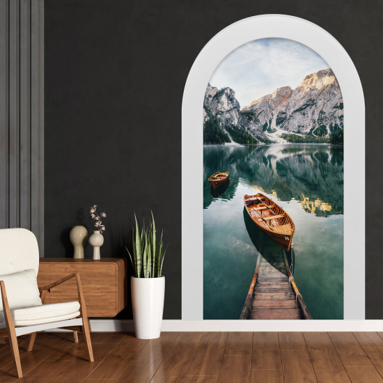 Vinilo Adhesivo Decorativo trampantojo 3D - Lago Montañas