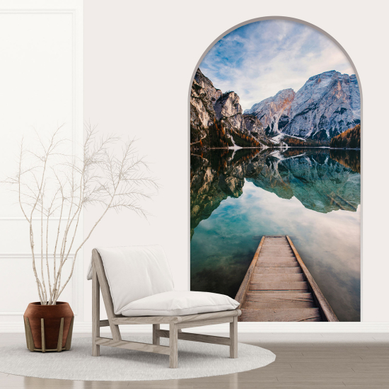 Vinilo Adhesivo Decorativo trampantojo 3D - Lago Montañas
