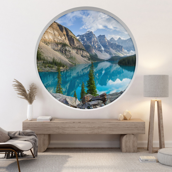 Vinilo Adhesivo Decorativo trampantojo 3D - Lago Montañas
