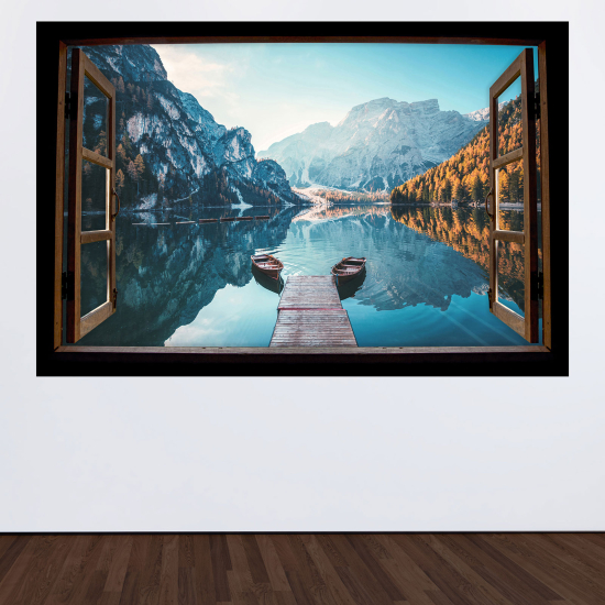 Vinilo Adhesivo Decorativo trampantojo 3D - Lago Montañas