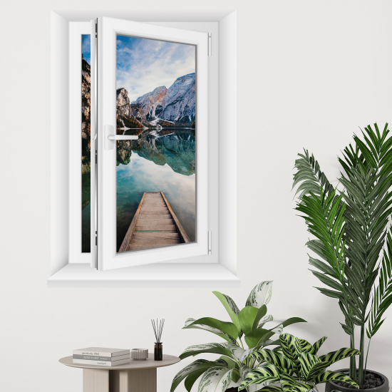 Vinilo Adhesivo Decorativo trampantojo 3D - Lago Montañas