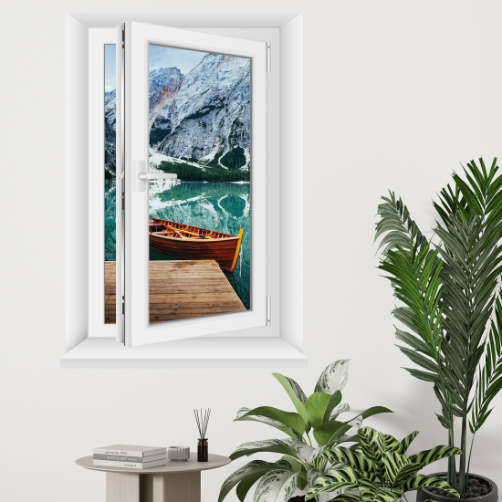 Vinilo Adhesivo Decorativo trampantojo 3D - Lago Montañas