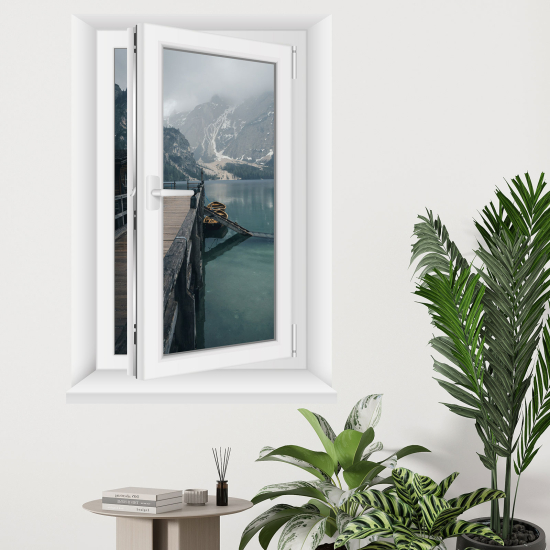 Vinilo Adhesivo Decorativo trampantojo 3D - Lago Montañas