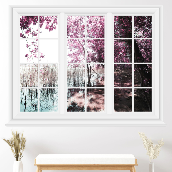 Vinilo Adhesivo Decorativo trampantojo 3D - Lago y árbol