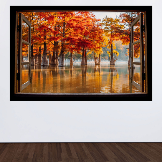 Vinilo Adhesivo Decorativo trampantojo 3D - Lago y árboles