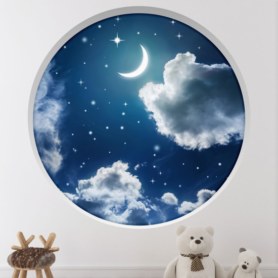 Vinilo Adhesivo Decorativo trampantojo 3D - Luna cielo estrellado