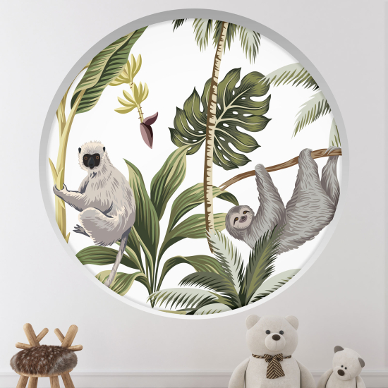 Vinilo Adhesivo Decorativo trampantojo 3D - Mono y perezoso