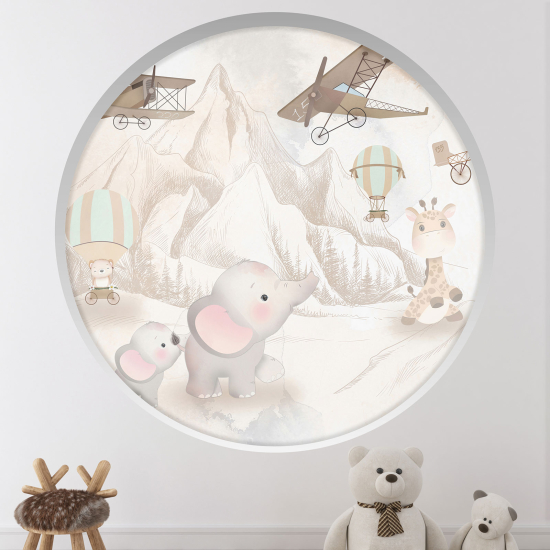 Vinilo Adhesivo Decorativo trampantojo 3D para niños - Infantil - Animales Aviones