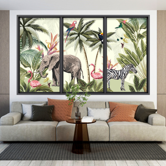 Vinilo Adhesivo Decorativo trampantojo 3D para niños - Infantil - Animales de la Jungla