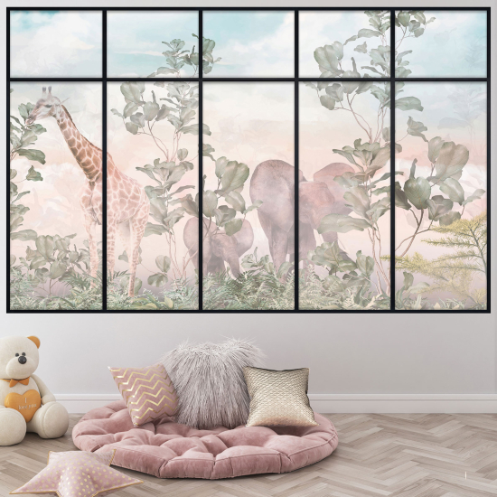 Vinilo Adhesivo Decorativo trampantojo 3D para niños - Infantil - Animales de la Jungla