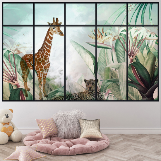Vinilo Adhesivo Decorativo trampantojo 3D para niños - Infantil - Animales de la Jungla