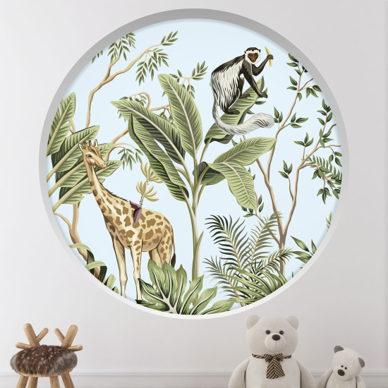 Vinilo Adhesivo Decorativo trampantojo 3D para niños - Infantil - Animales de la jungla