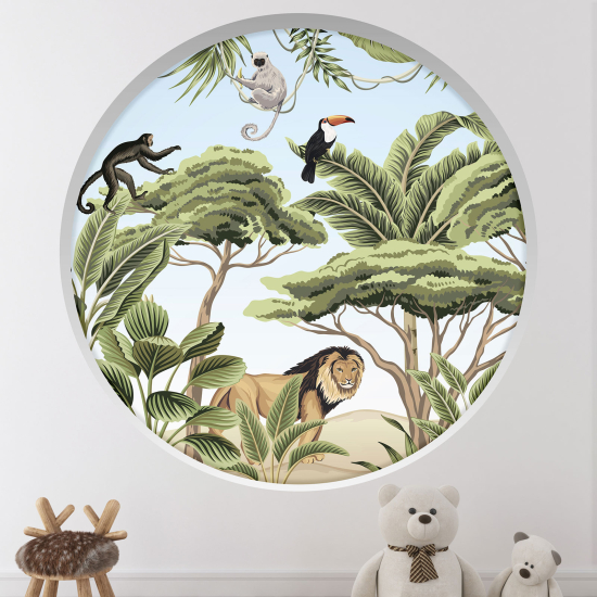 Vinilo Adhesivo Decorativo trampantojo 3D para niños - Infantil - Animales de la jungla
