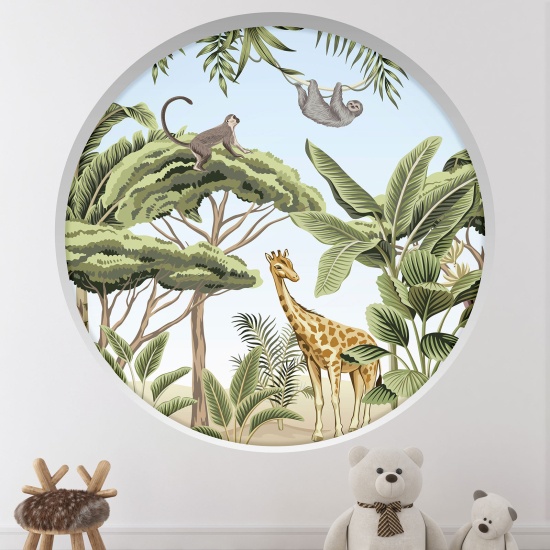 Vinilo Adhesivo Decorativo trampantojo 3D para niños - Infantil - Animales de la jungla