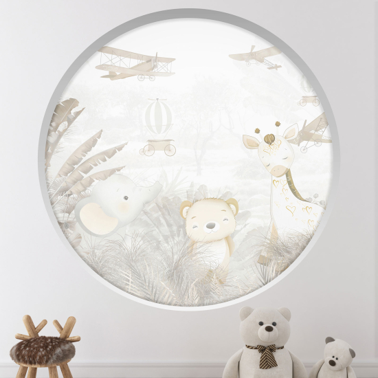 Vinilo Adhesivo Decorativo trampantojo 3D para niños - Infantil - Animales de la jungla