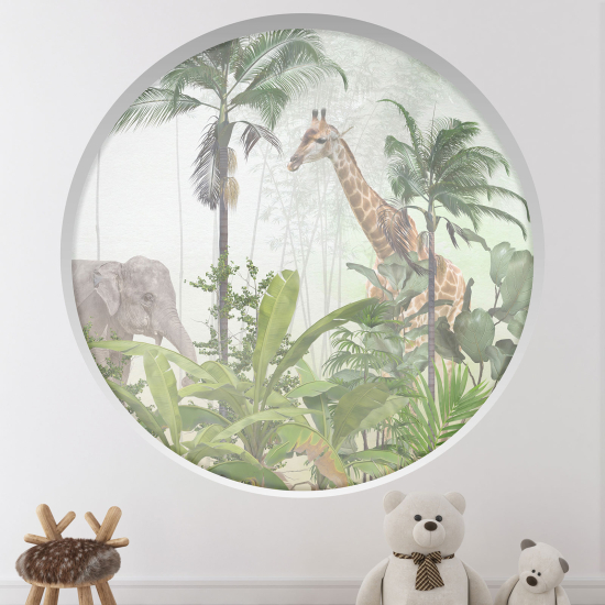 Vinilo Adhesivo Decorativo trampantojo 3D para niños - Infantil - Animales de la jungla