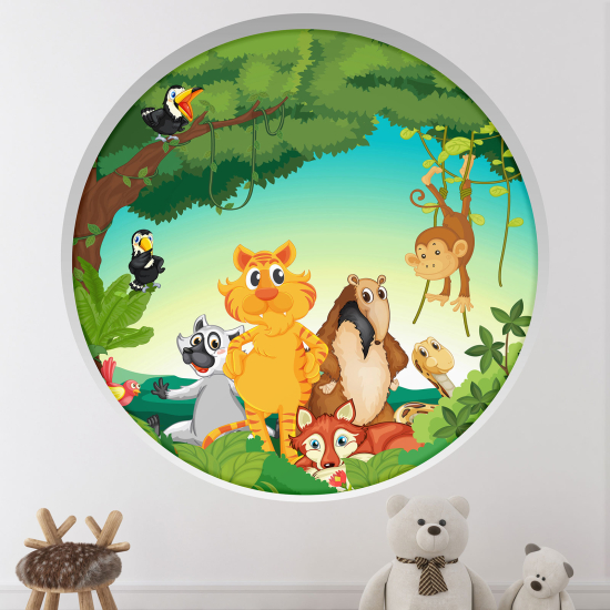 Vinilo Adhesivo Decorativo trampantojo 3D para niños - Infantil - Animales de la jungla
