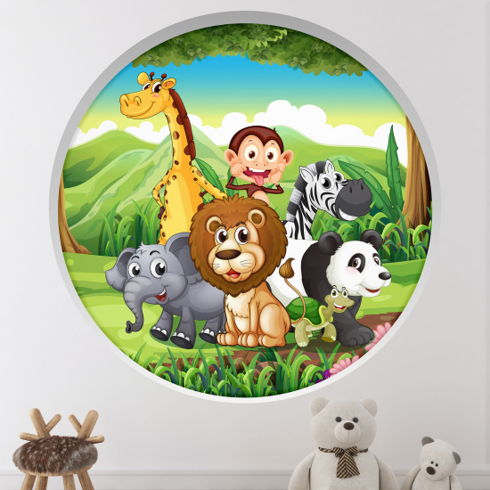 Vinilo Adhesivo Decorativo trampantojo 3D para niños - Infantil - Animales de la jungla