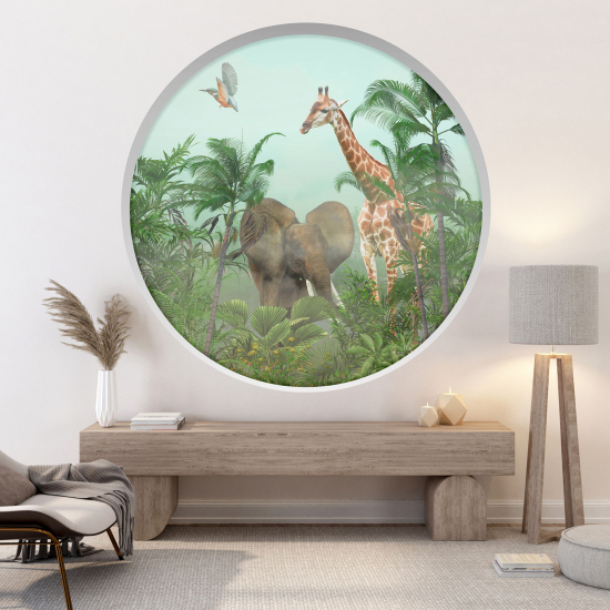 Vinilo Adhesivo Decorativo trampantojo 3D para niños - Infantil - Animales de la jungla